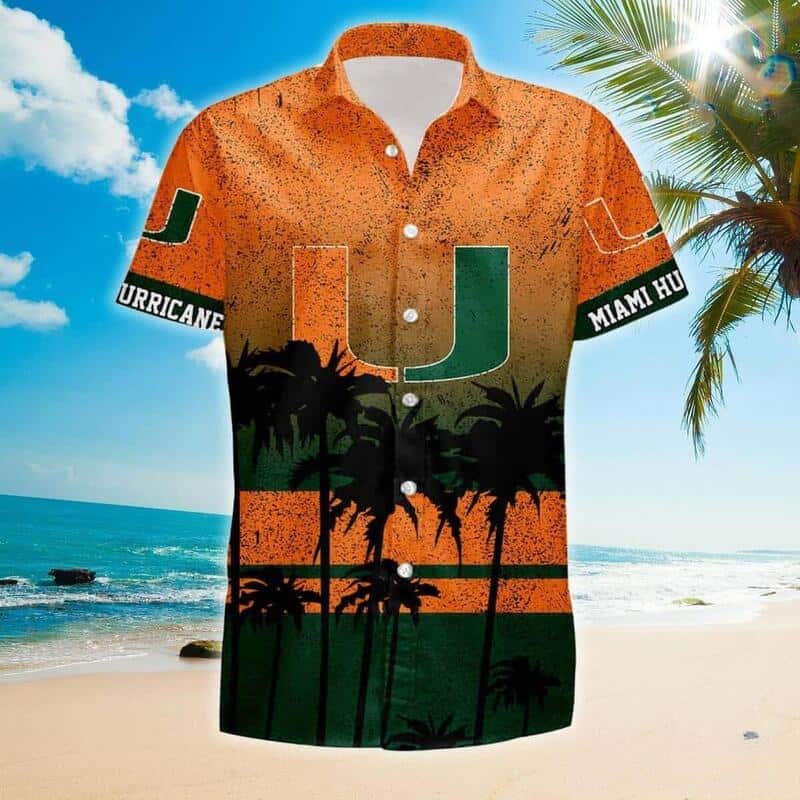 NCAA Miami Hurricanes Hawaiian Shirt Coconut Tree Pattern NCAA Miami Hurricanes Hawaiian Shirt Coconut Tree Pattern