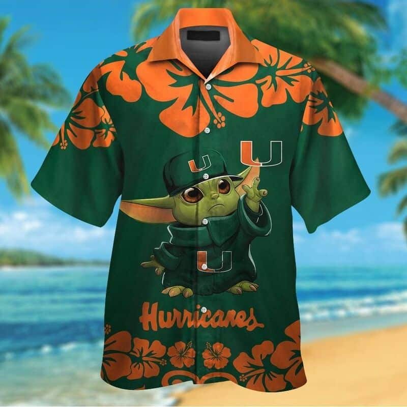 Baby Yoda Star Wars Miami Hurricanes Hawaiian Shirt Summer Beach Gift Baby Yoda Star Wars Miami Hurricanes Hawaiian Shirt Summer Beach Gift