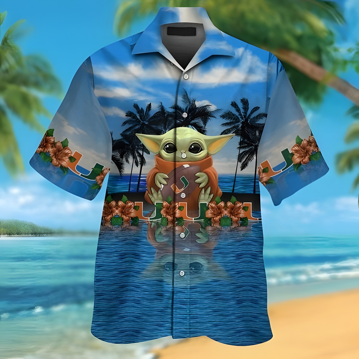 Baby Yoda Star Wars Loves Miami Hurricanes Hawaiian Shirt Summer Beach Gift Baby Yoda Star Wars Loves Miami Hurricanes Hawaiian Shirt Summer Beach Gift