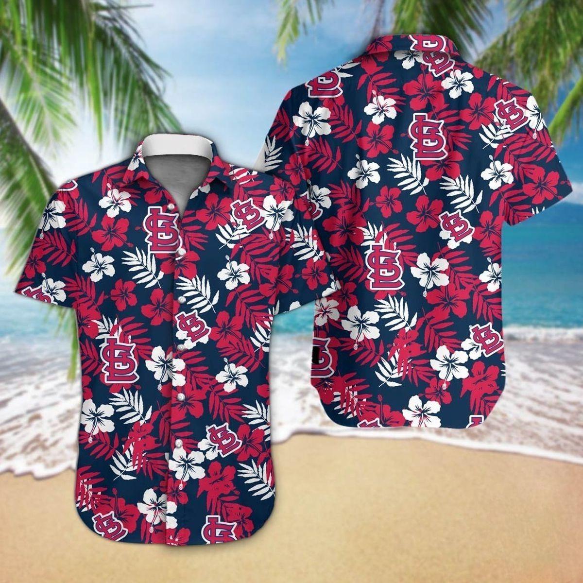 St. Louis Cardinals Hawaiian Shirt Hibiscus Flower Pattern Summer Gift For Friend St. Louis Cardinals Hawaiian Shirt Hibiscus Flower Pattern Summer Gift For Friend