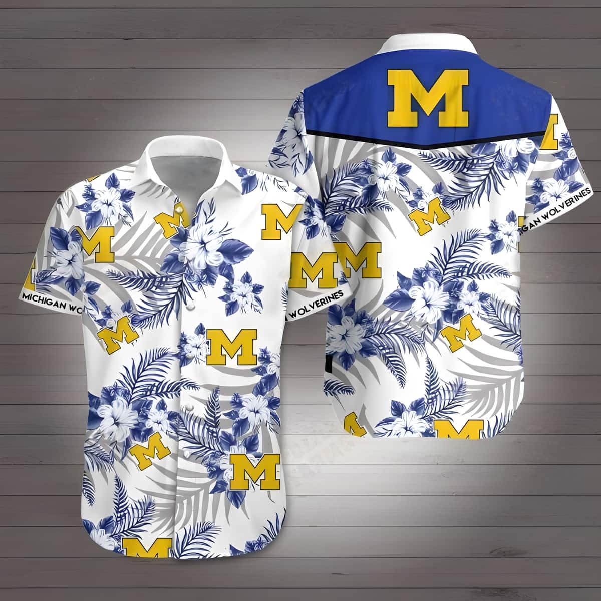 Michigan Wolverines Hawaiian Shirt Tropical Flower Pattern Beach Gift For Sport Fans Michigan Wolverines Hawaiian Shirt Tropical Flower Pattern Beach Gift For Sport Fans