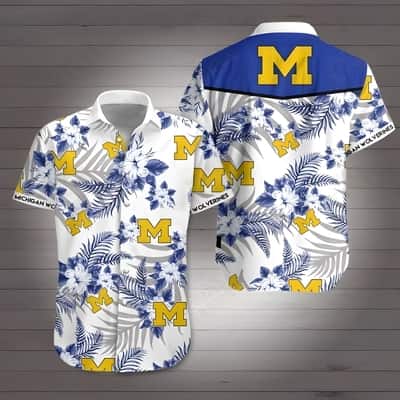 Michigan Wolverines Hawaiian Shirt Tropical Flower Pattern Beach Gift For Sport Fans Michigan Wolverines Hawaiian Shirt Tropical Flower Pattern Beach Gift For Sport Fans