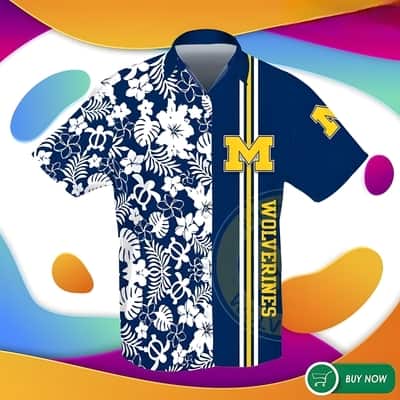 Michigan Wolverines Hawaiian Shirt Tropical Flower Pattern Trendy Summer Gift Michigan Wolverines Hawaiian Shirt Tropical Flower Pattern Trendy Summer Gift
