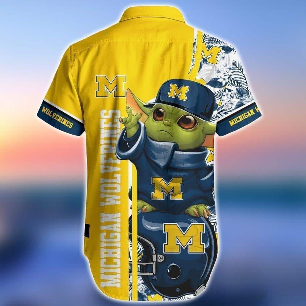 Baby Yoda Star Wars Michigan Wolverines Hawaiian Shirt Summer Beach Gift Baby Yoda Star Wars Michigan Wolverines Hawaiian Shirt Summer Beach Gift