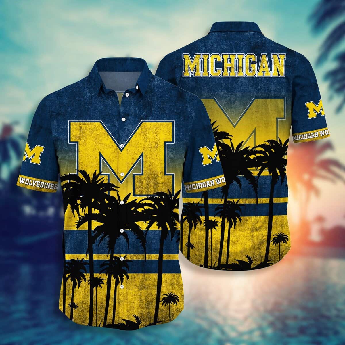 Vintage Michigan Wolverines Hawaiian Shirt Beach Lovers Gift Vintage Michigan Wolverines Hawaiian Shirt Beach Lovers Gift