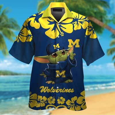 Baby Yoda Star Wars Loves Michigan Wolverines Hawaiian Shirt Baby Yoda Star Wars Loves Michigan Wolverines Hawaiian Shirt