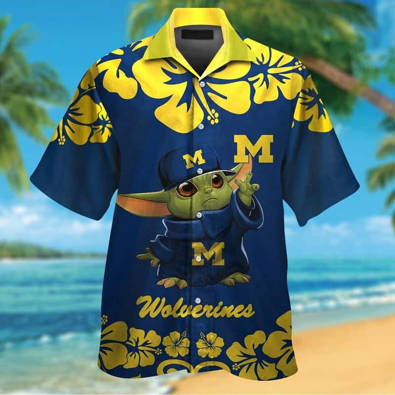 Baby Yoda Star Wars Loves Michigan Wolverines Hawaiian Shirt Baby Yoda Star Wars Loves Michigan Wolverines Hawaiian Shirt