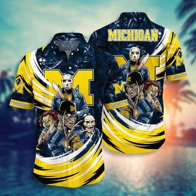 NCAA Michigan Wolverines Hawaiian Shirt Freddy Krueger Jason Voorhees Chucky NCAA Michigan Wolverines Hawaiian Shirt Freddy Krueger Jason Voorhees Chucky