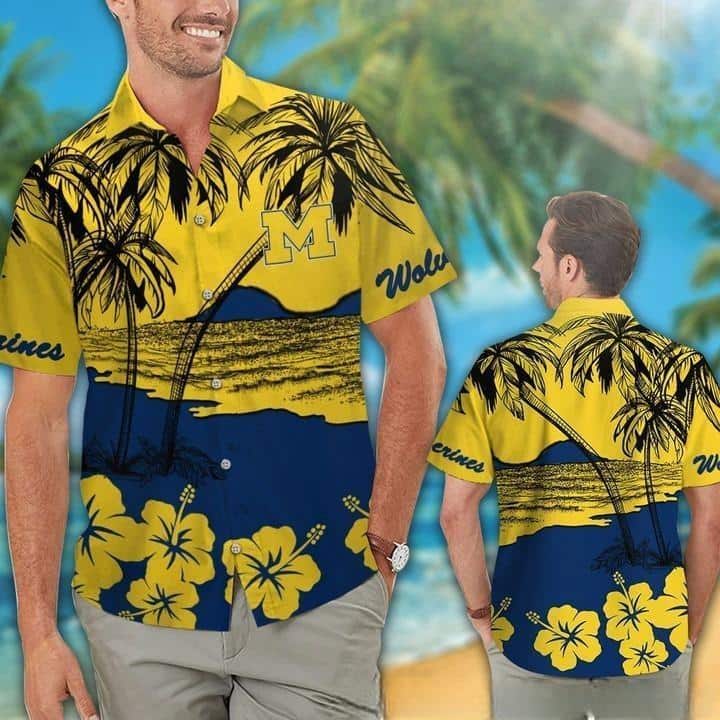 NCAA Michigan Wolverines Hawaiian Shirt Beach Gift For Friend NCAA Michigan Wolverines Hawaiian Shirt Beach Gift For Friend