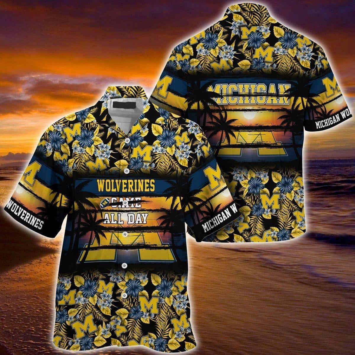 Michigan Wolverines Hawaiian Shirt Came All Day Flora Pattern Beach Gift Michigan Wolverines Hawaiian Shirt Came All Day Flora Pattern Beach Gift