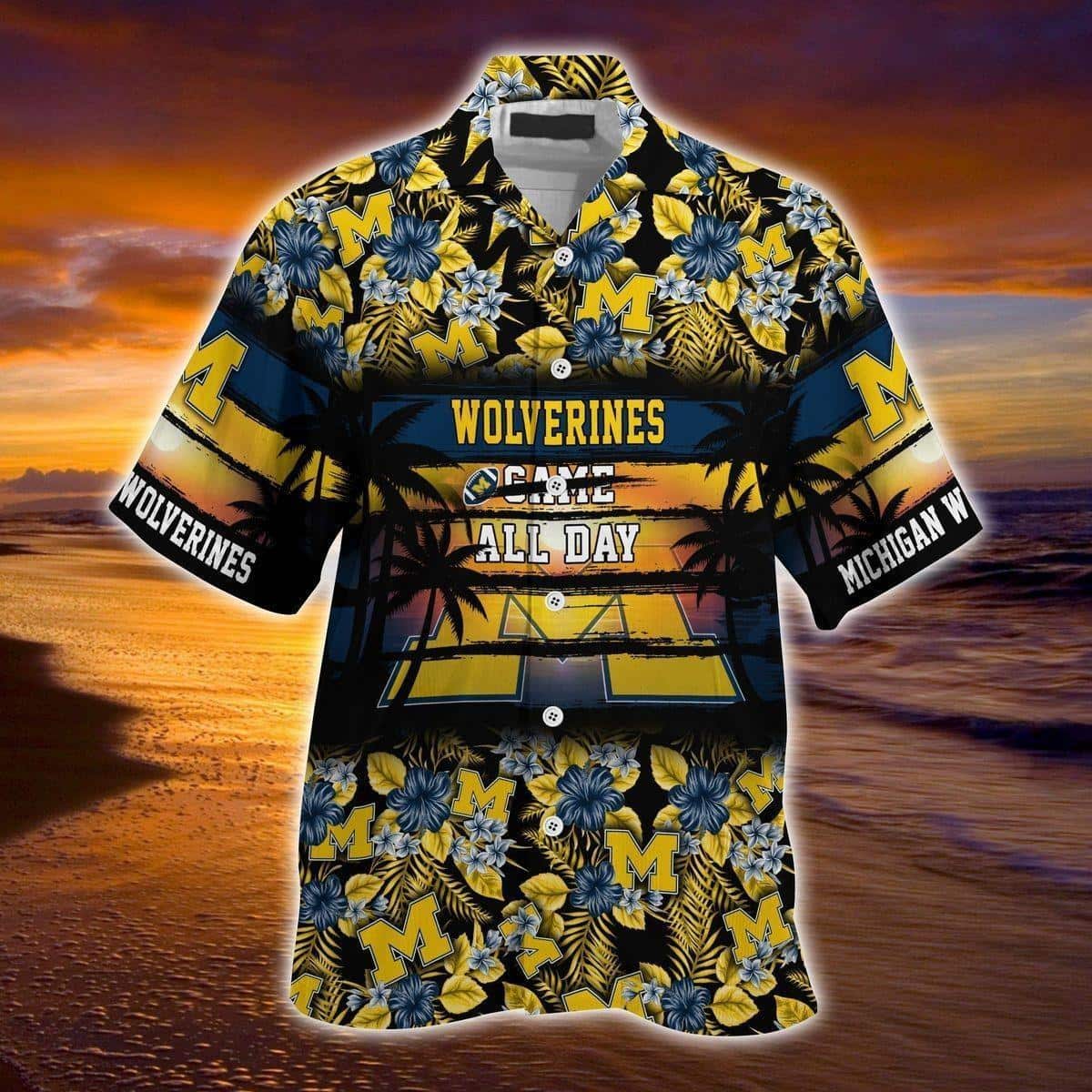 Michigan Wolverines Hawaiian Shirt Came All Day Flora Pattern Beach Gift Michigan Wolverines Hawaiian Shirt Came All Day Flora Pattern Beach Gift