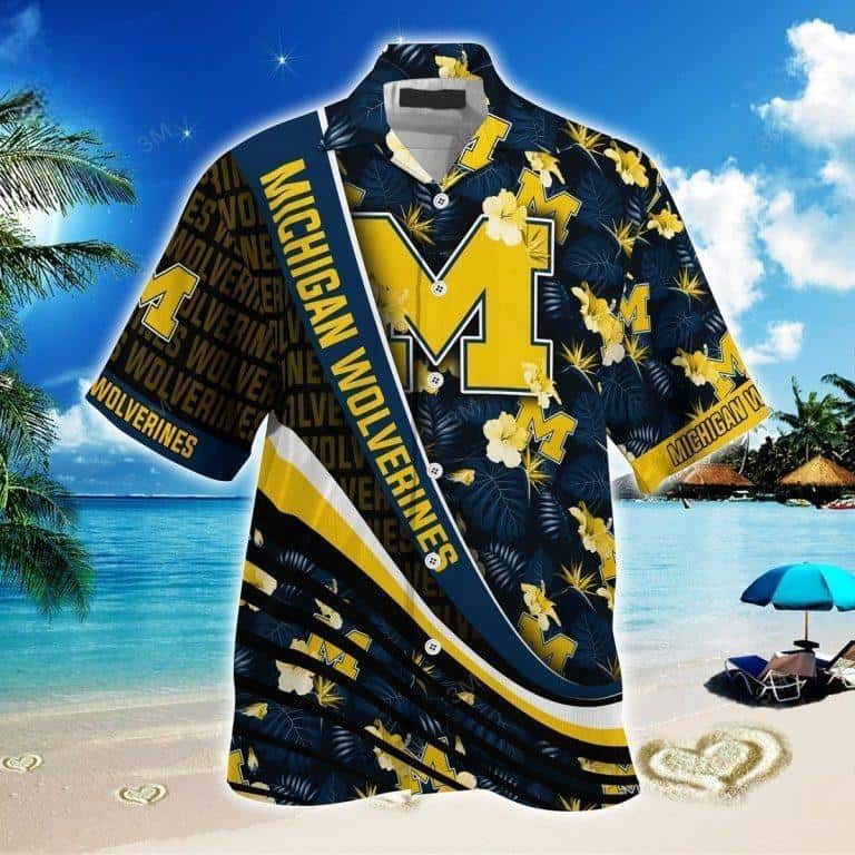 Michigan Wolverines Hawaiian Shirt Tropical Flower Pattern Summer Beach Gift Michigan Wolverines Hawaiian Shirt Tropical Flower Pattern Summer Beach Gift