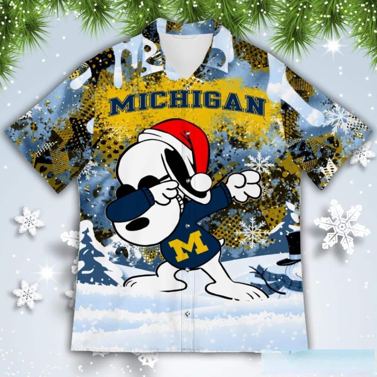 Michigan Wolverines Hawaiian Shirt Snoopy Dabbing The Peanuts Michigan Wolverines Hawaiian Shirt Snoopy Dabbing The Peanuts