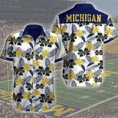 Michigan Wolverines Hawaiian Shirt Tropical Pattern All Over Print