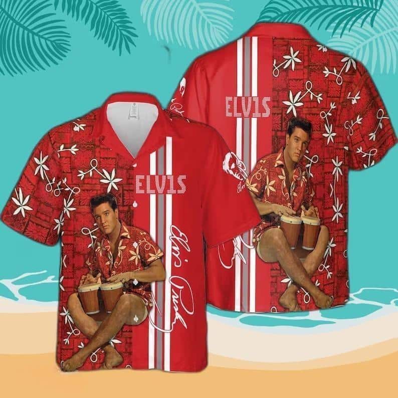 Red Aloha Elvis Presley Hawaiian Shirt Gift For Rock Lovers