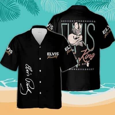 Black Aloha Elvis Presley Hawaiian Shirt King Of Rock And Roll Black Aloha Elvis Presley Hawaiian Shirt King Of Rock And Roll