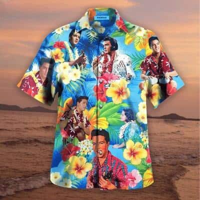 The King Elvis Presley Hawaiian Shirt Hibiscus Flowers Pattern The King Elvis Presley Hawaiian Shirt Hibiscus Flowers Pattern