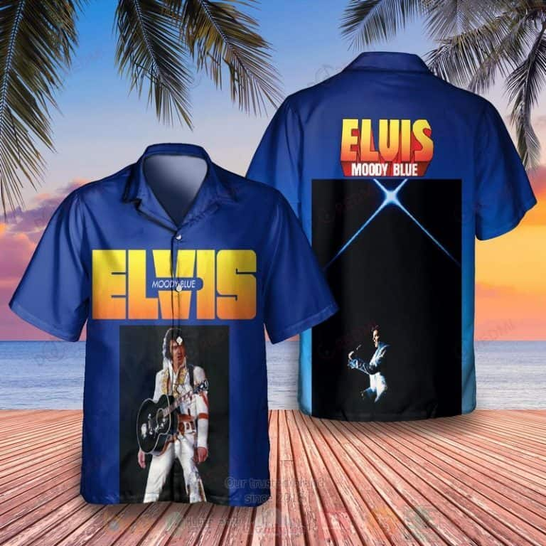 Elvis Presley Moody Blue Hawaiian Shirt Beach Gift For Music Fans