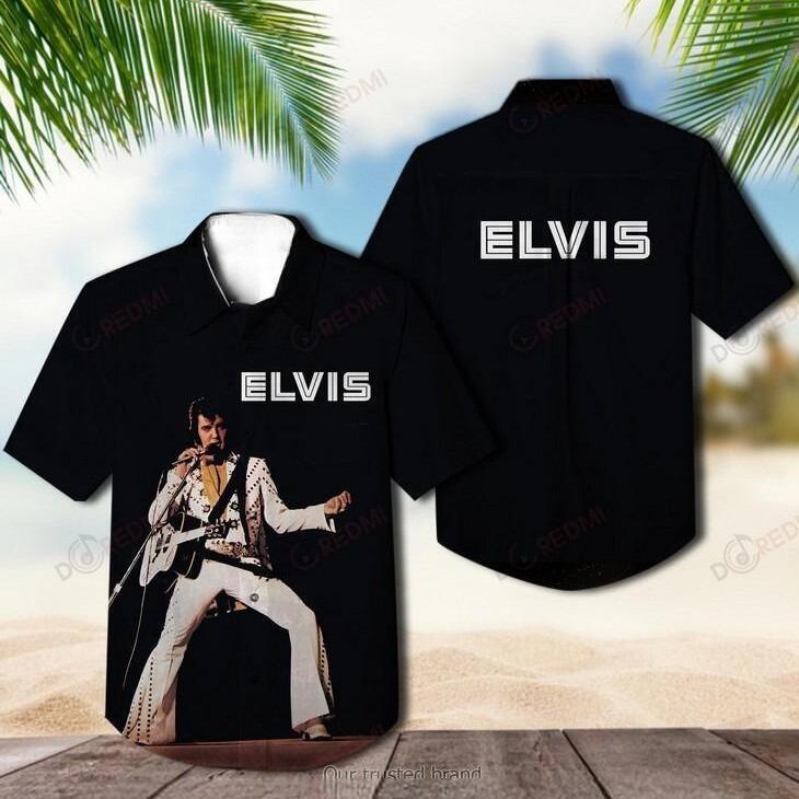 Black Aloha Elvis Presley Hawaiian Shirt Gift For Rock And Roll Lovers