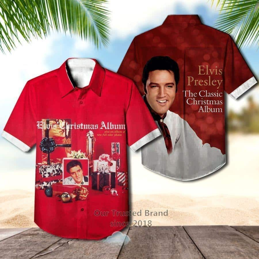 The King Of Rock And Roll Elvis Presley Hawaiian Shirt The Classic Christmas Album