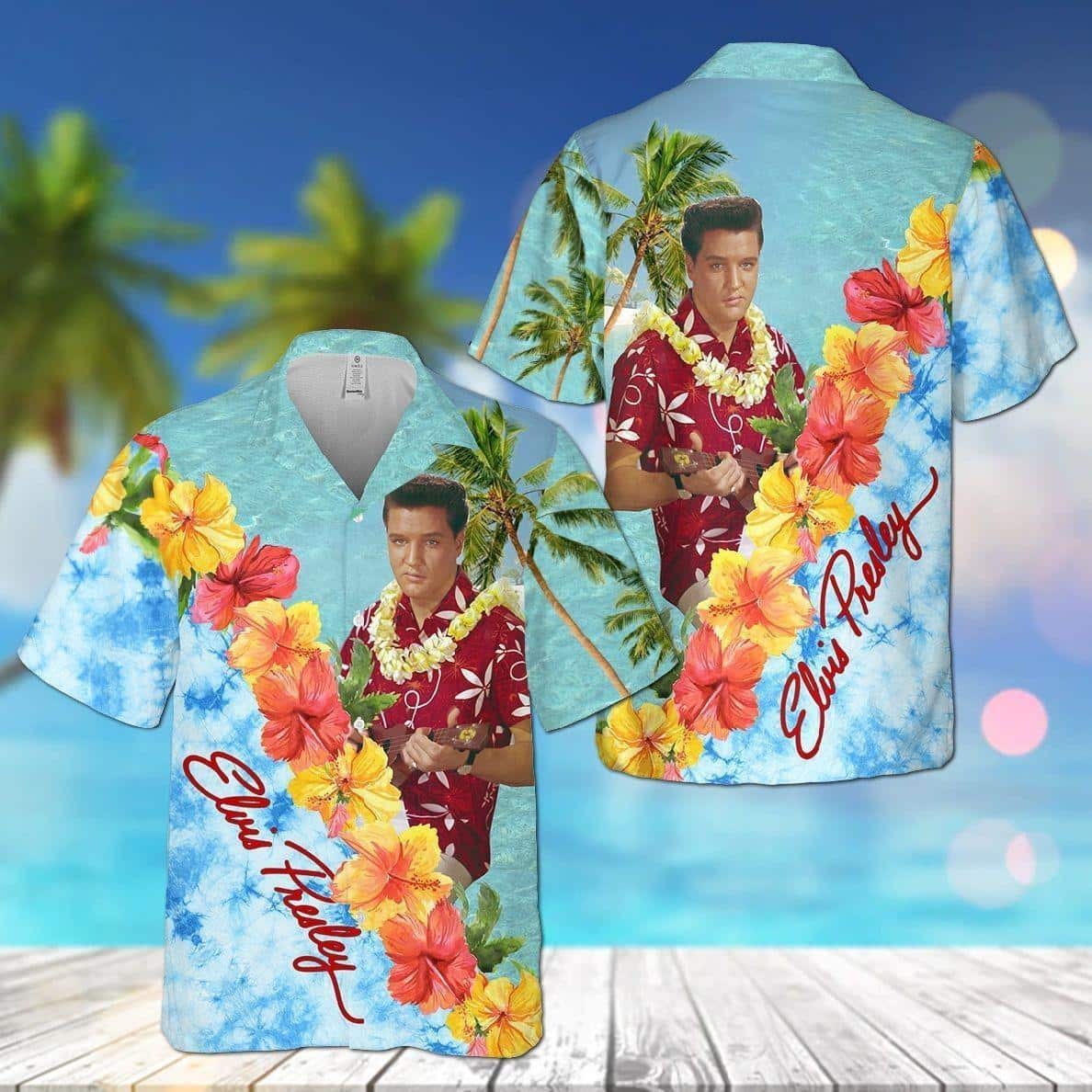 The King Elvis Presley Hawaiian Shirt Hibiscus Flowers Pattern All Over Print The King Elvis Presley Hawaiian Shirt Hibiscus Flowers Pattern All Over Print
