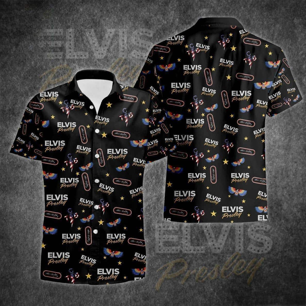 Black Aloha Elvis Presley Hawaiian Shirt Rock Music Gift