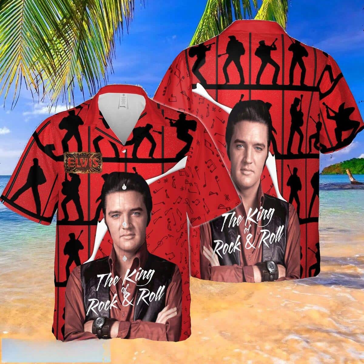 The King Rock And Roll Elvis Presley Hawaiian Shirt Beach Gift For Music Fans The King Rock And Roll Elvis Presley Hawaiian Shirt Beach Gift For Music Fans
