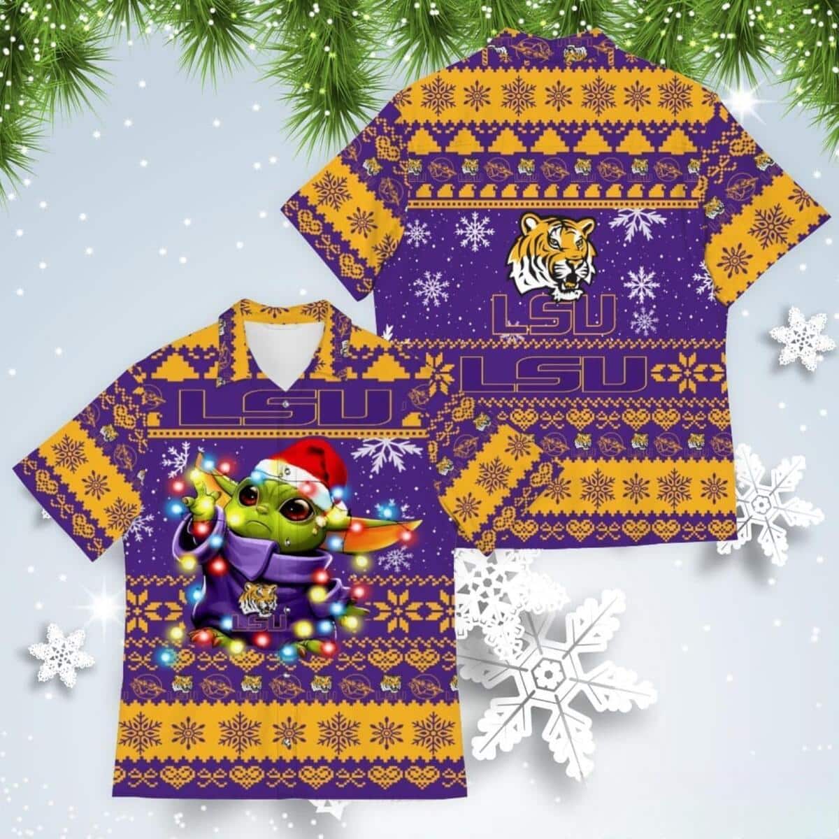 LSU Tigers Hawaiian Shirt Baby Yoda Star Wars Christmas Gift LSU Tigers Hawaiian Shirt Baby Yoda Star Wars Christmas Gift
