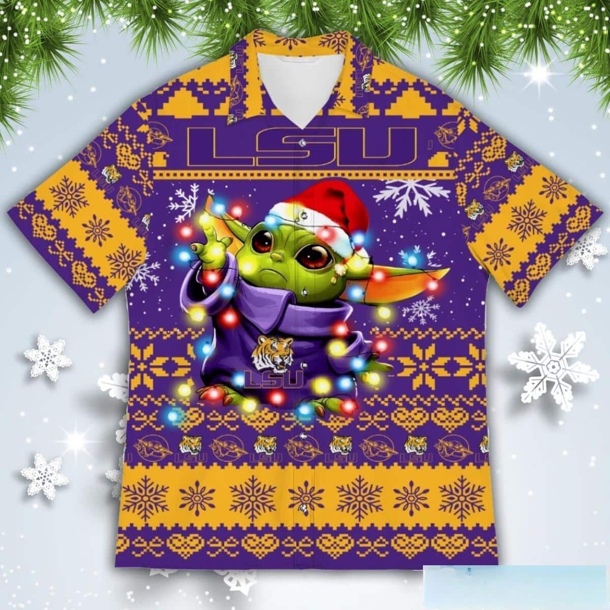 LSU Tigers Hawaiian Shirt Baby Yoda Star Wars Christmas Gift LSU Tigers Hawaiian Shirt Baby Yoda Star Wars Christmas Gift