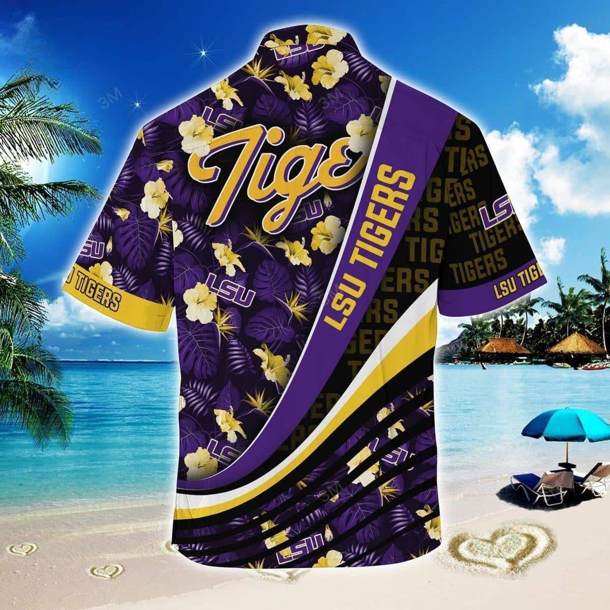 NCAA LSU Tigers Hawaiian Shirt Tropical Flower Pattern Practical Beach Gift NCAA LSU Tigers Hawaiian Shirt Tropical Flower Pattern Practical Beach Gift