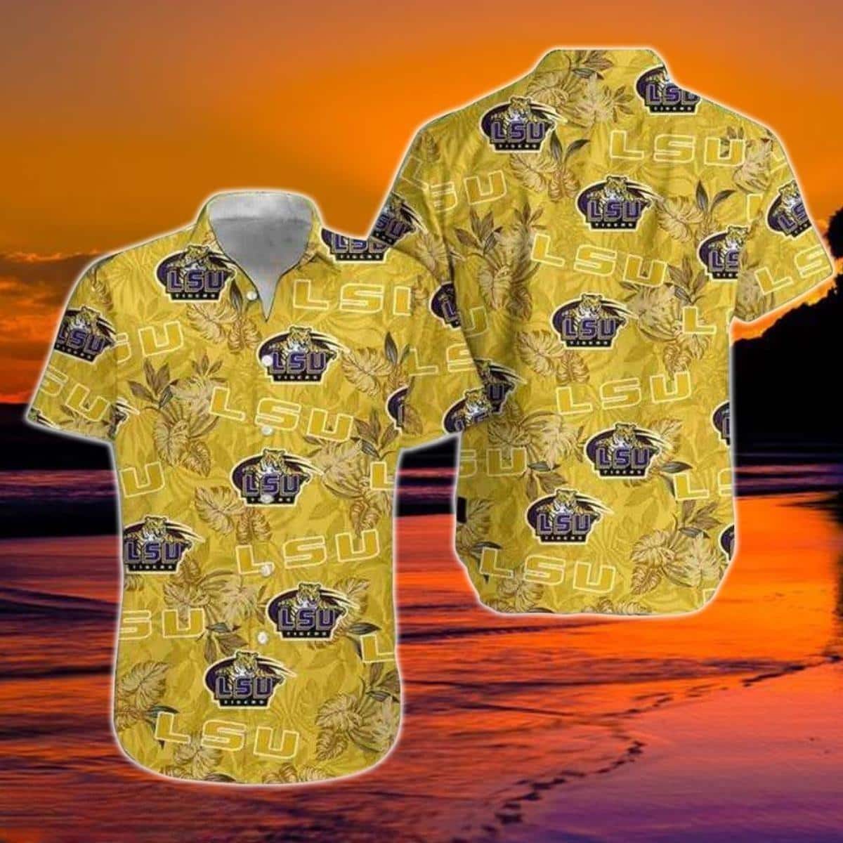 LSU Hawaiian Shirt Beach Gift For Football Players LSU Hawaiian Shirt Beach Gift For Football Players