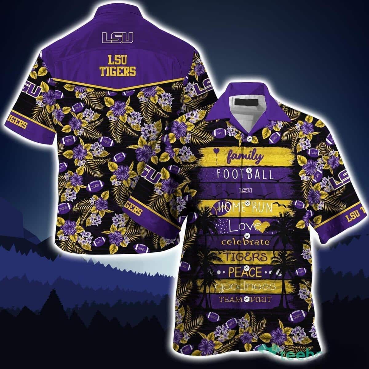 LSU Tigers Hawaiian Shirt Purple Hibiscus Flower Beach Lovers Gift LSU Tigers Hawaiian Shirt Purple Hibiscus Flower Beach Lovers Gift