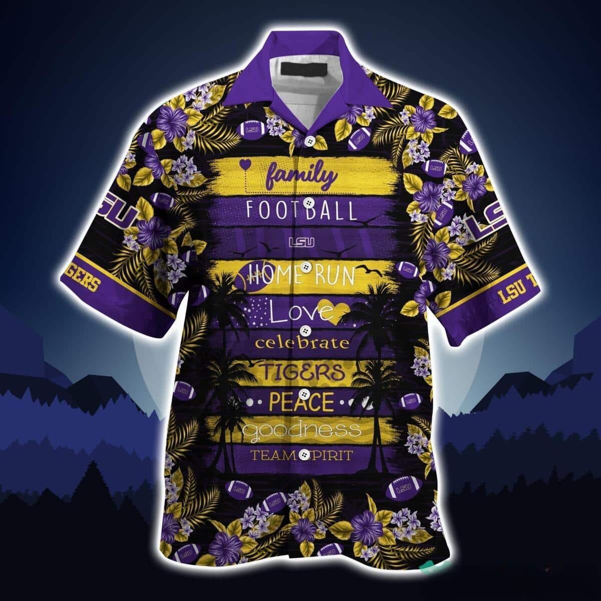 LSU Tigers Hawaiian Shirt Purple Hibiscus Flower Beach Lovers Gift LSU Tigers Hawaiian Shirt Purple Hibiscus Flower Beach Lovers Gift