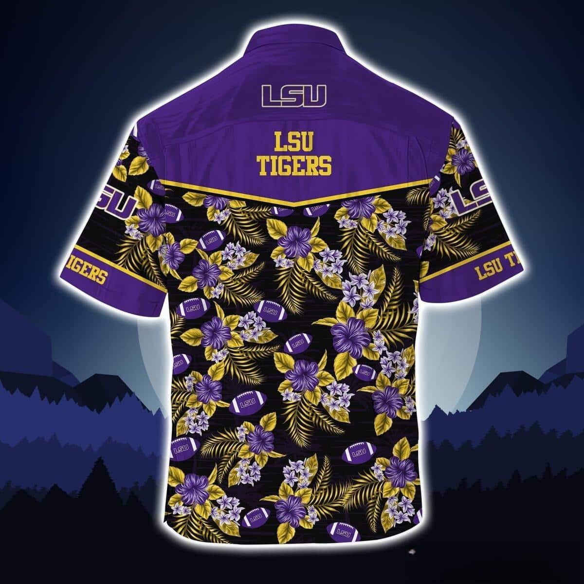 LSU Tigers Hawaiian Shirt Purple Hibiscus Flower Beach Lovers Gift LSU Tigers Hawaiian Shirt Purple Hibiscus Flower Beach Lovers Gift