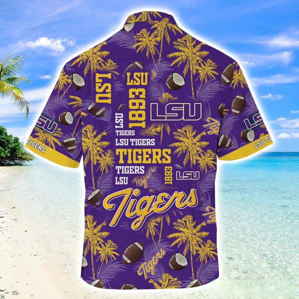 LSU Tigers Hawaiian Shirt Coconut Pattern Summer Beach Gift LSU Tigers Hawaiian Shirt Coconut Pattern Summer Beach Gift