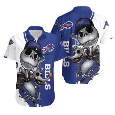 Jack Skellington And Zero NFL Buffalo Bills Hawaiian Shirt Jack Skellington And Zero NFL Buffalo Bills Hawaiian Shirt