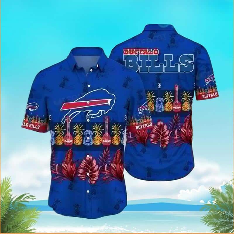 NFL Buffalo Bills Hawaiian Shirt Pineapple Guitar Tropical Palm Leaves NFL Buffalo Bills Hawaiian Shirt Pineapple Guitar Tropical Palm Leaves