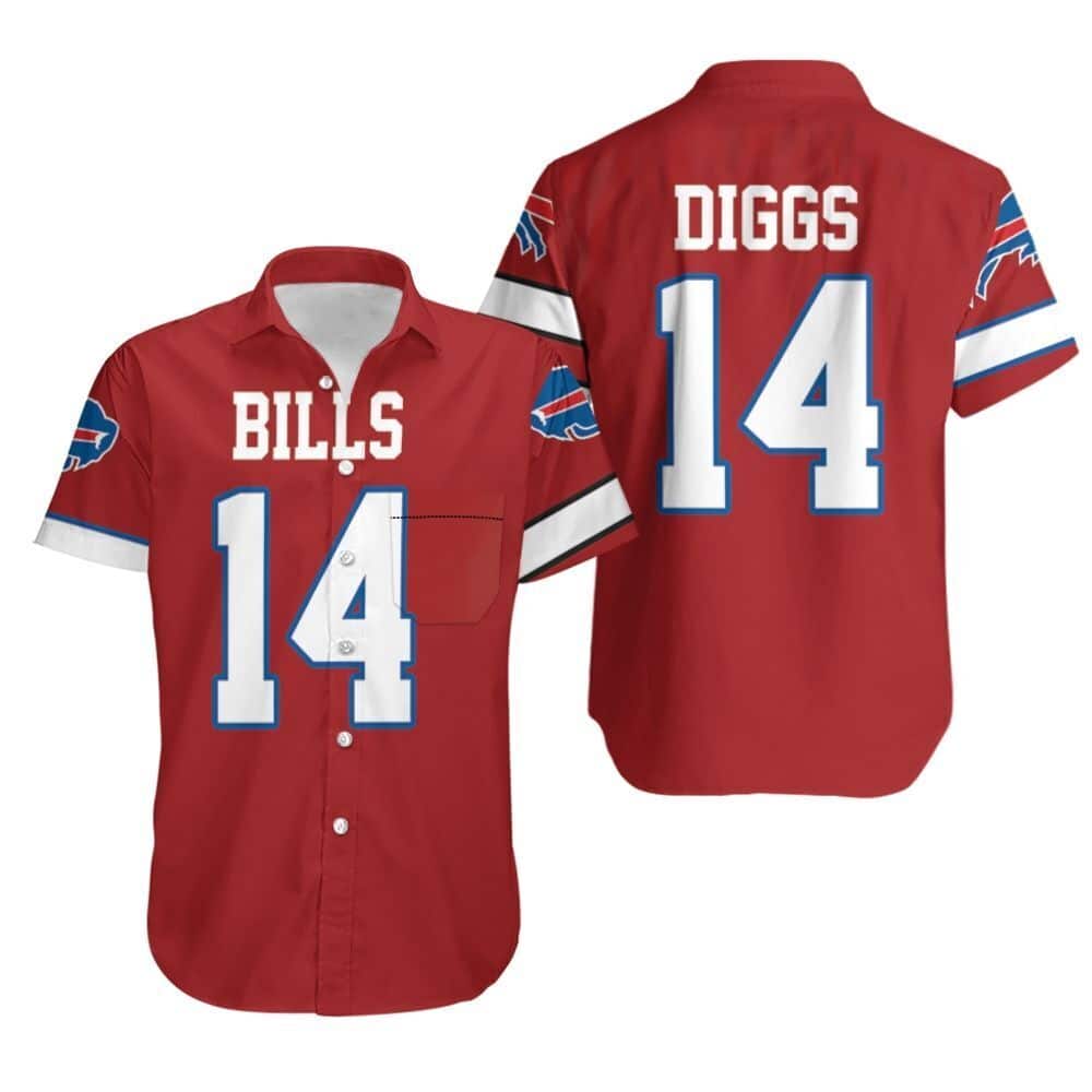 Red Aloha Diggs 14 Buffalo Bills Hawaiian Shirt Gift For Football Fans