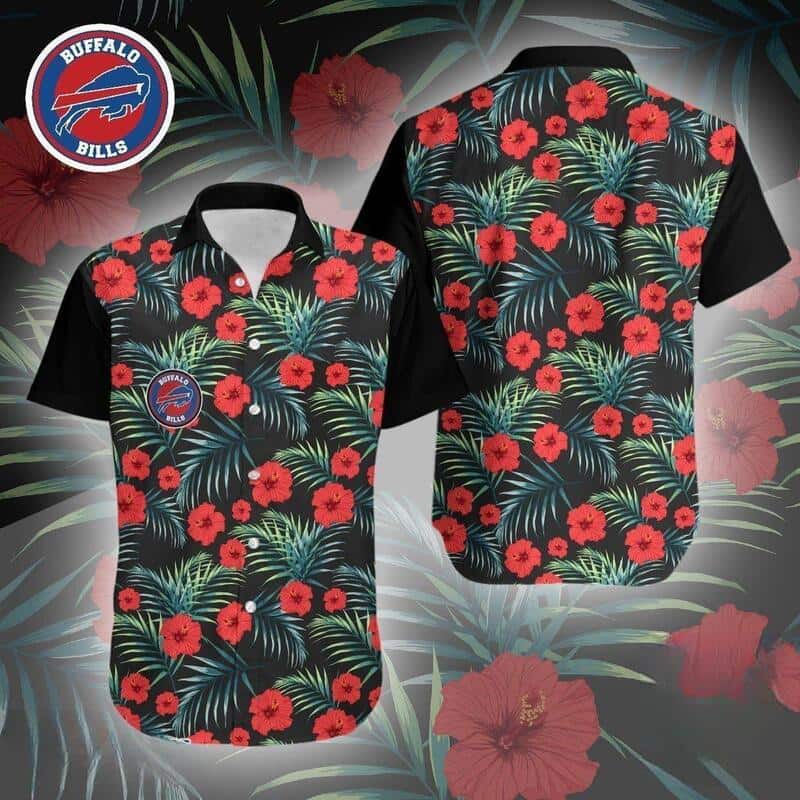 Buffalo Bills Hawaiian Shirt Hibiscus Flowers Pattern On Dark Theme Buffalo Bills Hawaiian Shirt Hibiscus Flowers Pattern On Dark Theme