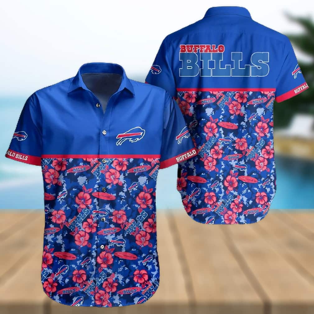 Buffalo Bills Hawaiian Shirt Hibiscus Flower Practical Beach Gift