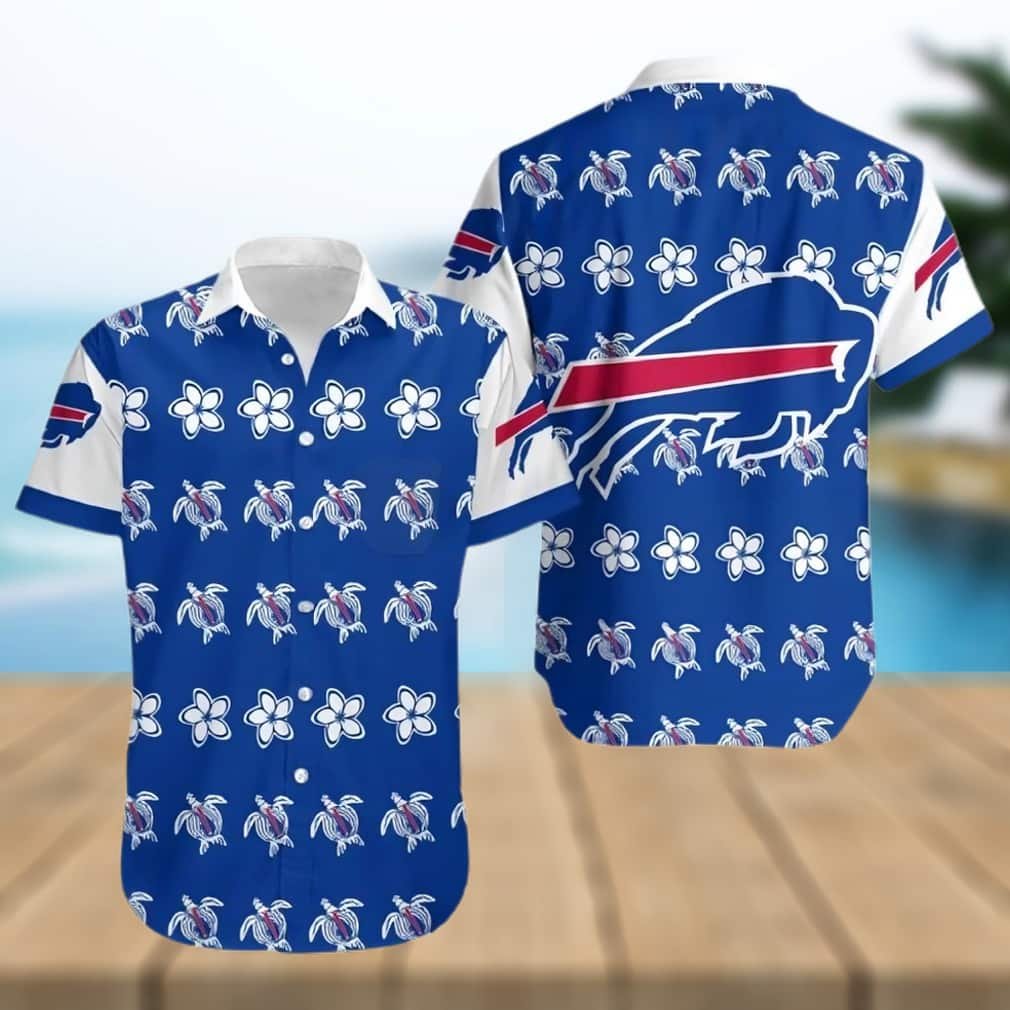 Buffalo Bills Hawaiian Shirt Flowers And Turtles Pattern