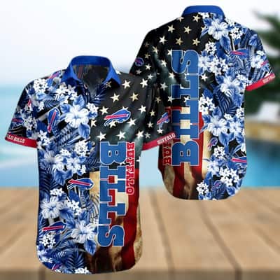 Buffalo Bills Hawaiian Shirt Hibiscus Flower And America Flag Buffalo Bills Hawaiian Shirt Hibiscus Flower And America Flag