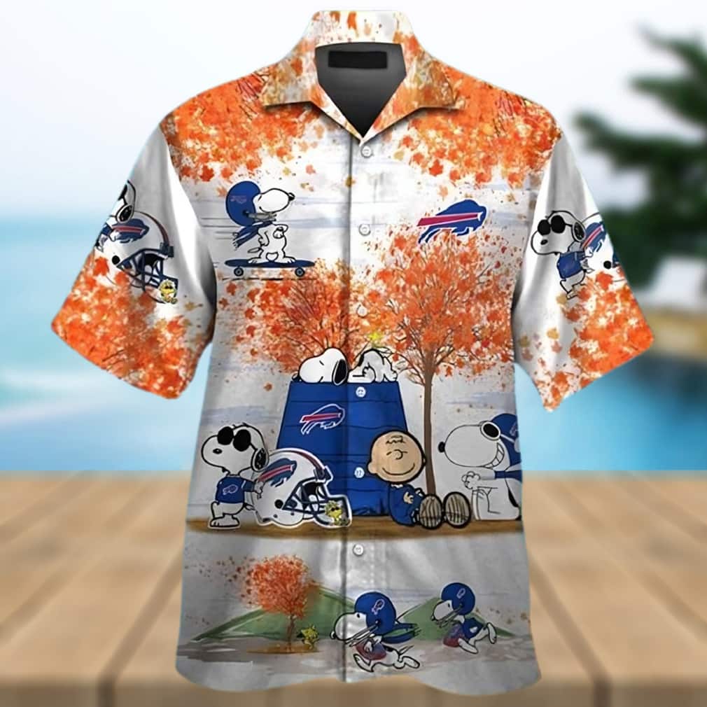 Snoopy Charlie Brown Autumn Tree Buffalo Bills Hawaiian Shirt Snoopy Charlie Brown Autumn Tree Buffalo Bills Hawaiian Shirt