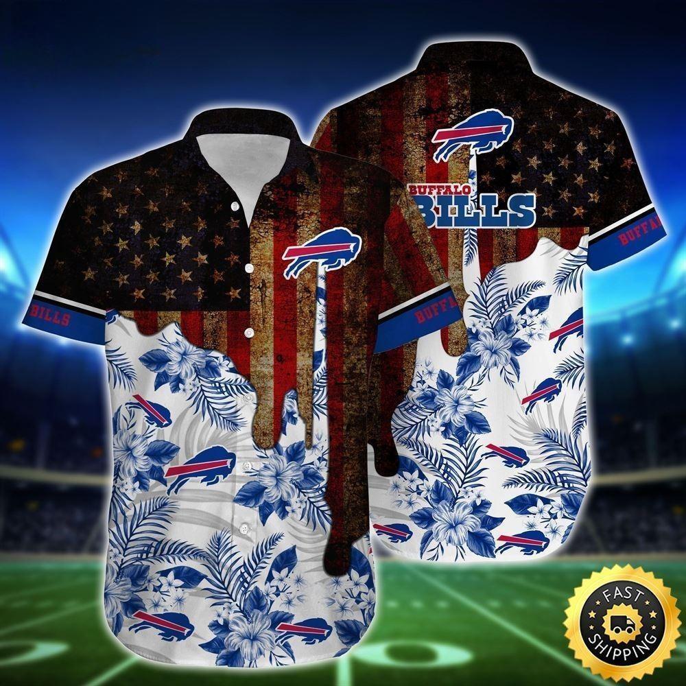 NFL Buffalo Bills Hawaiian Shirt Vintage US Flag Beach Gift For Friend NFL Buffalo Bills Hawaiian Shirt Vintage US Flag Beach Gift For Friend