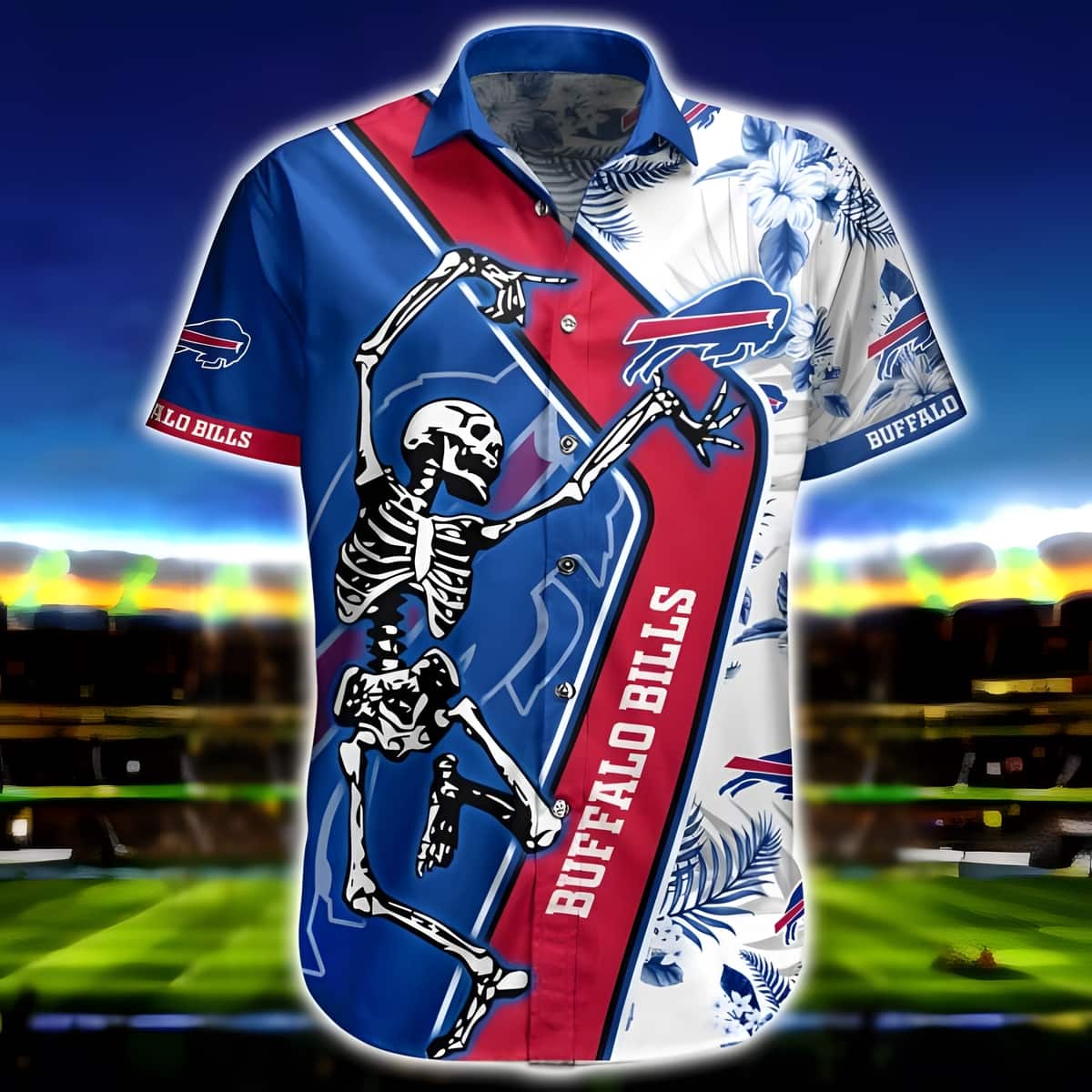 NFL Buffalo Bills Hawaiian Shirt Skeleton Practical Beach Gift NFL Buffalo Bills Hawaiian Shirt Skeleton Practical Beach Gift