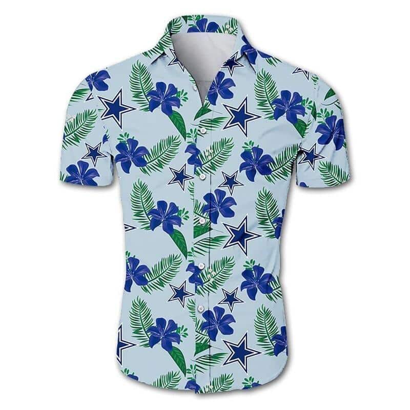 Dallas Cowboys Hawaiian Shirt Tropical Flower Pattern Beach Gift For Him Dallas Cowboys Hawaiian Shirt Tropical Flower Pattern Beach Gift For Him