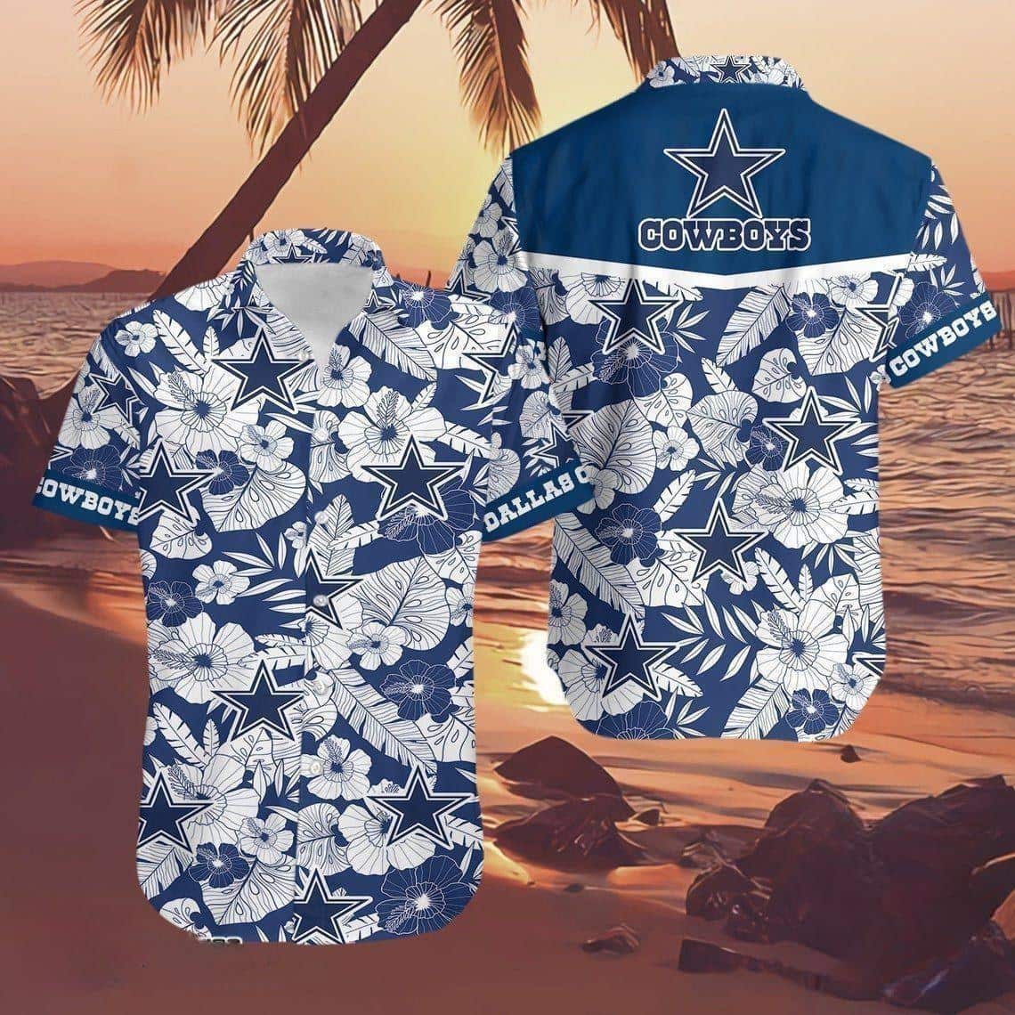 Dallas Cowboys Hawaiian Shirt Tropical Pattern Gift For Beach Trip Dallas Cowboys Hawaiian Shirt Tropical Pattern Gift For Beach Trip