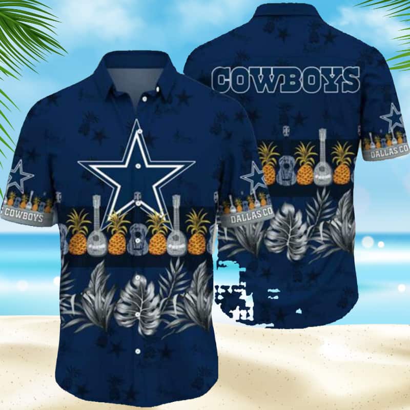 NFL Dallas Cowboys Hawaiian Shirt Pineapple Guitar Tropical Leaves Pattern