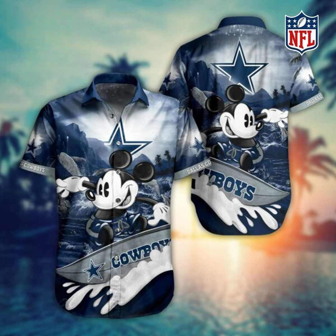 Disney Mickey Mouse NFL Dallas Cowboys Hawaiian Shirt Summer Vacation Gift