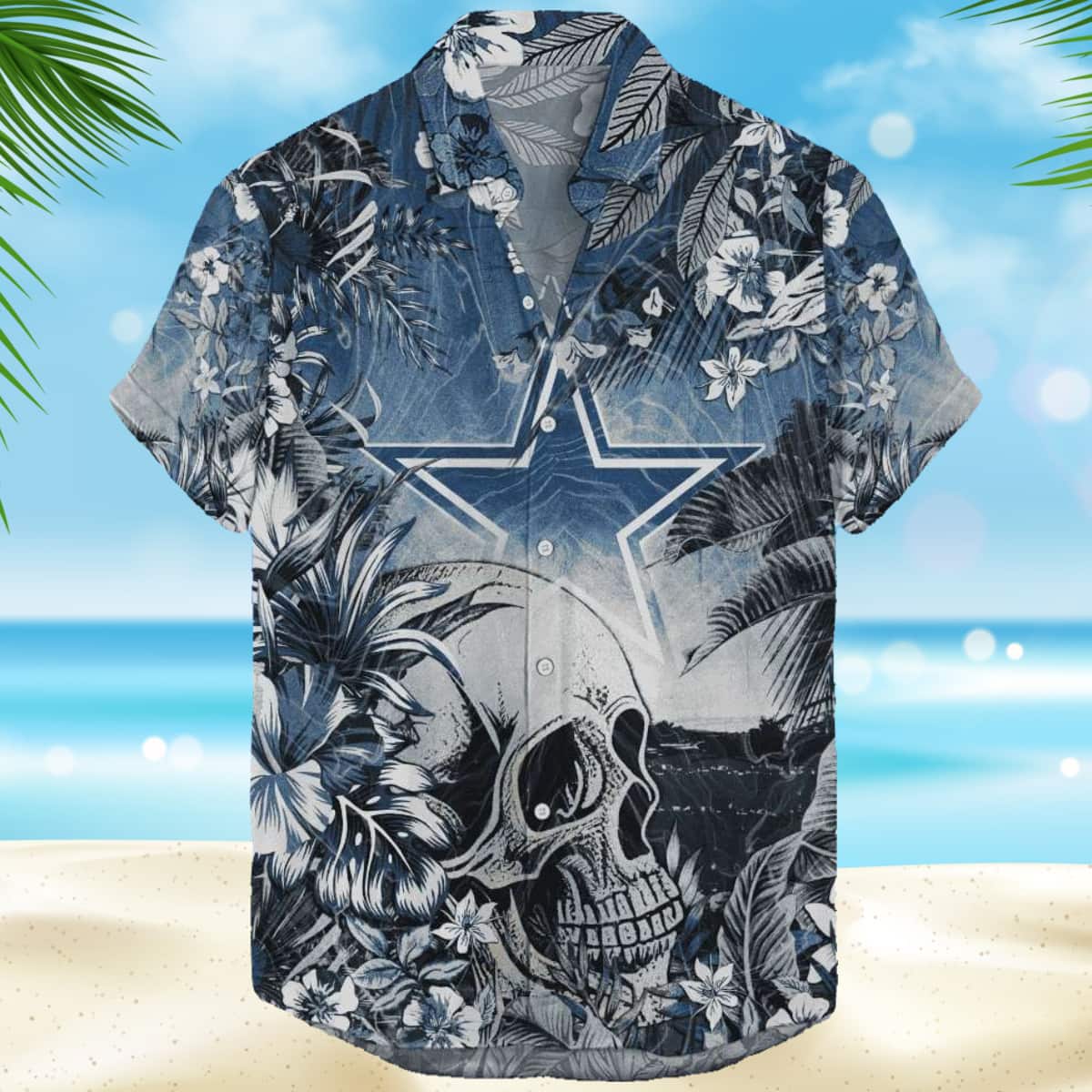 Dallas Cowboys Hawaiian Shirt Skull Tropical Flower Pattern